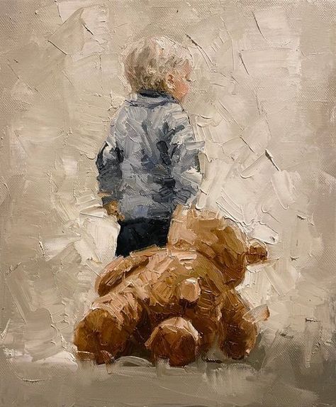 Baby Boy Painting, Nostalgia Painting, Painting For Children, Children Painting, Acrylic Painting Inspiration, Baby Painting, Beautiful Art Paintings, Art N Craft, January 19