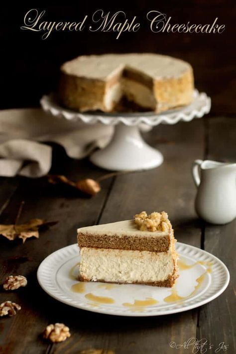 Layered Maple Cheesecake Recipe and Homemade Icing Maple Cheesecake, Layered Cheesecake, Savory Cakes, Cheesecake Mix, Cake Slicer, Thanksgiving Cakes, Individual Cakes, Bowl Cake, Mood Food