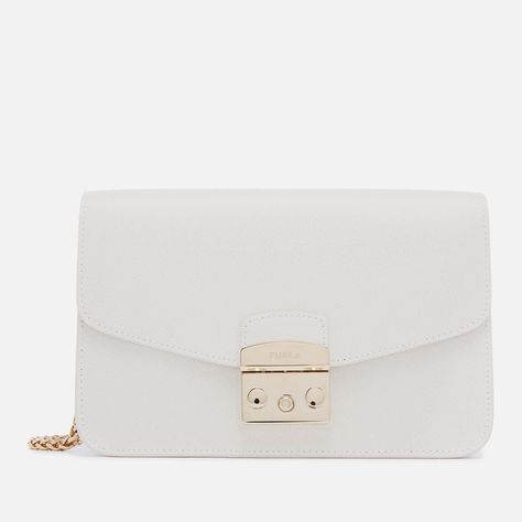 Metropolis Small Shoulder Bag - White - Furla Shoulder bags Shoulder Bag Diy, Shoulder Bags For Women, Small Crossbody Bag, Small Crossbody, Small Shoulder Bag, Online Sale, Metropolis, Diy Bag, White Bag