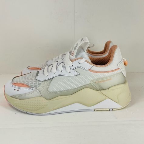 Nwot Puma Rs-X Tech White Peach Sneakers Size: Women 9 Shoes Do Not Ship In Original Box *Lace Front Closure *Padded Collar / Tongue Puma Rsx, Caged Shoes, Puma Rs X, Puma Rs-x, Puma Rs, Shoes Puma, White Sneakers Women, Puma Sneakers, Puma Women