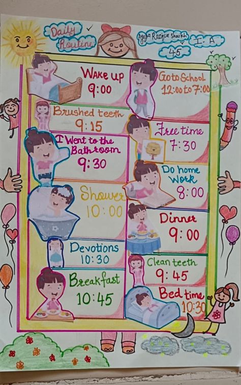 Kids Timetable, Daily Routine Kids, Daily Routine Activities, Creative Upcycling, Spanish Posters, English Projects, Weekly Routine, Verb Worksheets, Upcycling Ideas