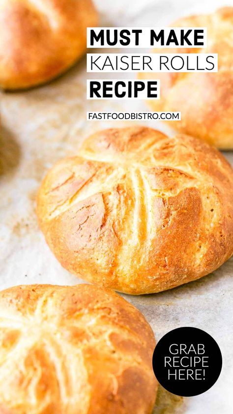 Kaiser Rolls Recipe, Buns Recipe Easy, Rolls Recipe Easy, Round Bread, Hard Rolls, Kaiser Rolls, Bread Rolls Recipe, Homemade Rolls, Homemade Bread Easy