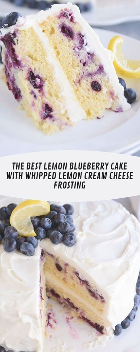 Lemon Blueberry Cake, Dessert Light, Lemon Cream Cheese Frosting, Lemon Cream Cheese, Lemon Frosting, Whipped Frosting, Blueberry Lemon Cake, Torte Cupcake, Moist Cake