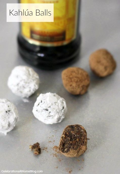 Grown-Up "Cookies & Milk" Kahlúa Balls & Winter White Cocktail - Celebrations at Home Kahlua Balls, Alcohol Cookies, Winter White Cocktail, Kahlua Recipes, Rum Balls, Boozy Desserts, Chocolate Graham Crackers, White Cocktail, Edible Food