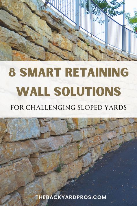 Retaining Wall Ideas, Backyard Retaining Walls, Stone Walls Garden, Sloped Yard, Gabion Wall, Sloped Backyard, Natural Stone Wall, Garden Party Decorations, Dry Stone Wall