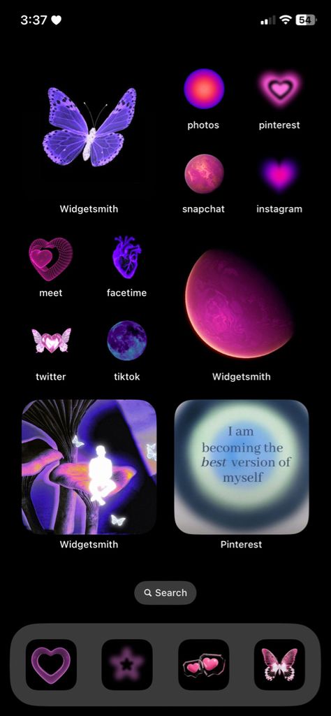 planets neon pink and purple aesthetic Pink And Purple Aesthetic, Aesthetic Homescreen Layout, Home Screen Aesthetic, Aesthetic Homescreen, Screen Aesthetic, Iphone Theme, Screen Layout, Homescreen Layout, Purple Aesthetic