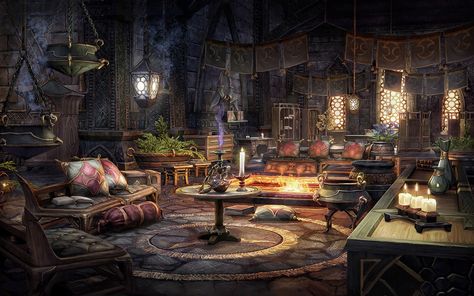 TES ESO The Elder Scrolls Online Art Arcana Aesthetic, Fantasy Rooms, Games Design, Elder Scrolls Online, Fantasy House, Fantasy Setting, Fantasy Places, Fantasy Concept Art, Decor Guide