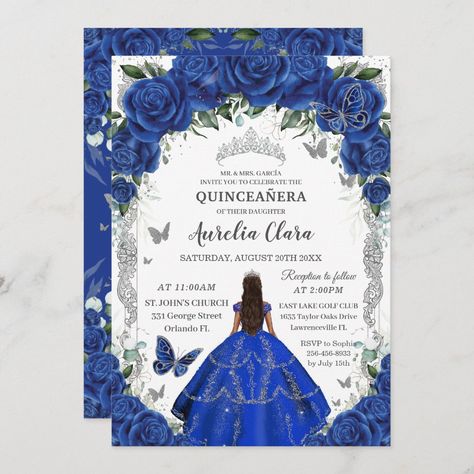 Quinceañera Royal Blue, Blue Quinceanera Theme, Quinceanera Blue, Royal Blue Roses, Royal Blue Quince, Royal Blue Quinceanera, Invitations Quinceanera, Sweet 15 Party Ideas Quinceanera, Sweet 15 Party Ideas