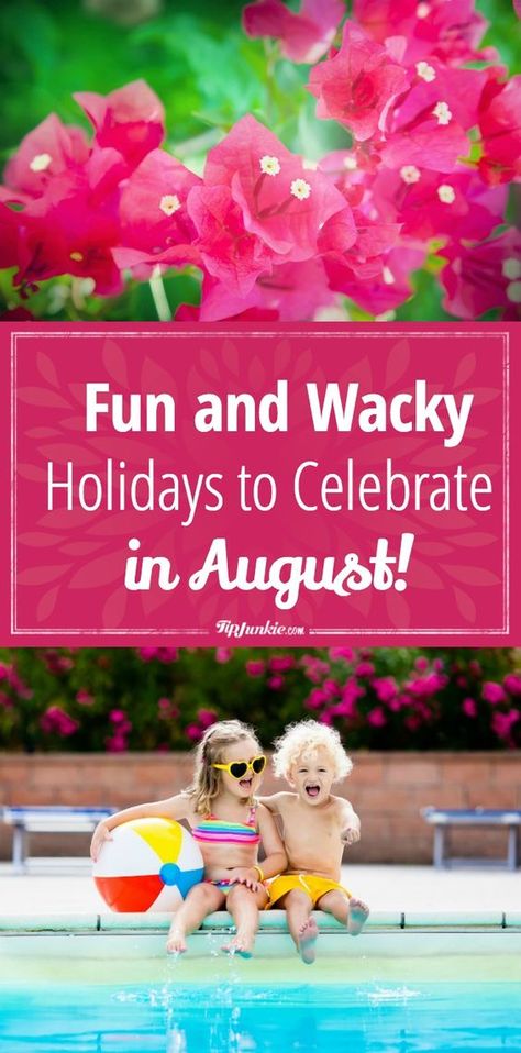 Join me in celebrating these fun and wacky Holidays in August! [printable] via @tipjunkie Holidays In August, August Activities, National Holiday Calendar, Funny Holidays, August Holidays, August Themes, Fun Holidays, Teaching Holidays, Wacky Holidays