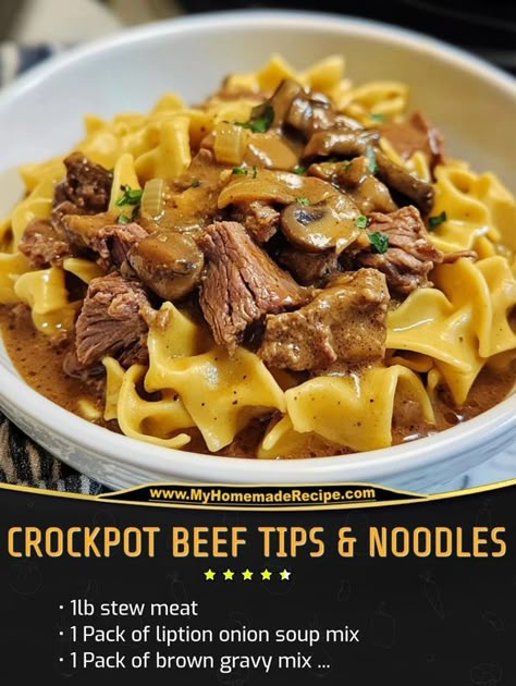 Crockpot Beef Tips And Noodles, Beef Tips Noodles, Beef And Noodles Crockpot, Crockpot Beef Tips, Broccoli Salads, Beef Tips And Noodles, Crock Pot Beef Tips, Beef Roast Crock Pot, Beef Tip Recipes