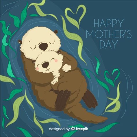 Cute Otters, Glass Coaster, Otters, Graphic Resources, Mother's Day, Glass