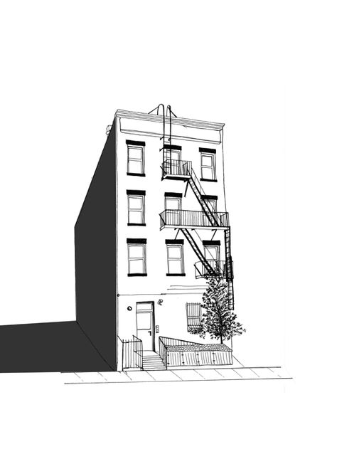 An apartment building across the street in Park Slope, Brooklyn Apartment Drawing, Simple Apartments, Park Slope Brooklyn, Architecture Sketches, Building Sketch, Brooklyn Apartment, Cheap Apartment, Park Slope, Image Ideas