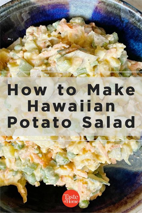 Potato Salad With Macaroni, Hawaiian Sides Easy, Hawaiian Macaroni Salad With Potatoes, Filipino Potato Salad Recipe, Luau Side Dishes Potlucks, Hawaiian Macaroni Potato Salad, Hawaiian Pasta Salad Recipes, Hawaii Thanksgiving Recipes, Hawaiian Potato Mac Salad