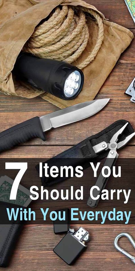 7 Items You Should Carry Every Day Preparedness Ideas, Survival Ideas, Emergency Prepardness, Survival Knots, Survival Stuff, Moonshine Recipes, Survival Items, Emergency Preparedness Kit, Survival Skills Life Hacks