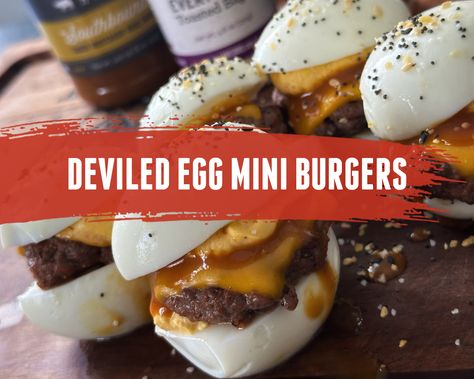 Deviled Egg Mini Burgers Deviled Egg Hamburger Sliders, Devil Egg Burgers, Boiled Egg Sliders, Deviled Eggs Burger, Deviled Egg Mini Burgers, Deviled Egg Burger Sliders, Deviled Egg Sliders, Deviled Egg Burger, Mini Burgers Recipe