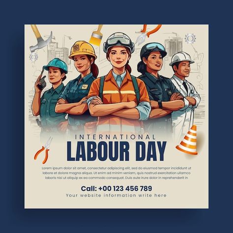 Vector happy labour day and 1 may day so... | Premium Vector #Freepik #vector Workers Illustration, Labour Day Poster, Happy Labour Day, 1 May, 2 September, May Day, Logo Psd, May Days, Technology Icon