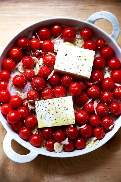 Baked Feta With Cherry Tomatoes, Feta Bake, Cherry Tomatoes Feta, Bread For Dipping, Tomatoes And Feta, Baked Spaghetti Squash, Baked Feta, Feta Dip, Baked Tomatoes