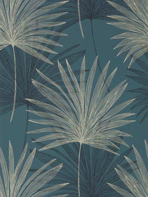 Harlequin Mitende Wallpaper Relaxed Hand, Natural Motifs, Hallway Wallpaper, Contemporary Wallpaper, Blue Colour Palette, Touch Lamp, Fabric Accessories, Wallpaper Decor, Leaf Wallpaper