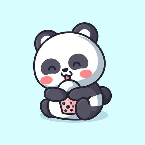 Panda Drinking Boba, Boba Wallpaper, Panda Drawings, Panda Quotes, Boba Cute, Cute Panda Drawing, Cute Panda Cartoon, Christmas Wallpaper Iphone Cute, Hello Panda