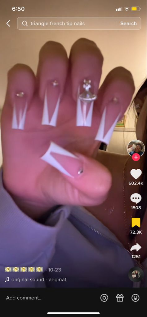 Short Nail Inspo, Triangle Nails, High School Life Hacks, Cute Acrylic Nail Designs, Short Nail, Tip Nails, Long Square Acrylic Nails, Unique Acrylic Nails, Life Hacks For School