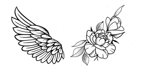 Angel Wing Flower Tattoo, Alas Tattoo, Neck Tattoos Women, Birth Flower Tattoos, Forearm Tattoo Women, Flowers Tattoo, Tattoo Style Drawings, Minimalist Tattoos, Memorial Tattoos