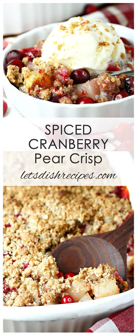 Pear Crisp Recipe, Slow Cooker Apple Cobbler, Pear Dessert Recipes, Crisp Desserts, Pear Crisp, Cranberry Pear, Pear Dessert, Fruit Crisp, Spiced Pear