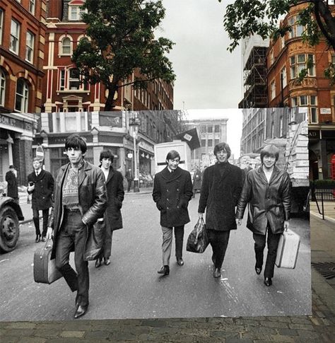 Historic Scenes Merged With The Present By Nick Sullivan | Bored Panda Photo Merge, Then And Now Photos, Fashion Director, Montage Photo, Historical Images, London Photos, A Level Art, Time Photo, Photography Projects