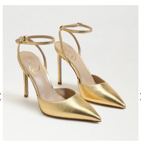 Gold Heels Wedding, Reception Shoes, Gold High Heels, Metallic Pumps, Strappy High Heels Sandals, Shoes Heels Classy, Ankle Strap Sandals Heels, Gold Pumps, Bridal Heels