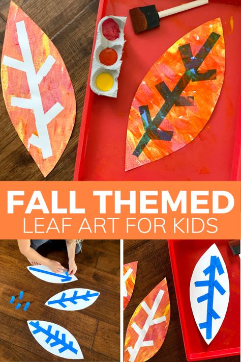 Fall Themed Tape Resist Art Activity - Toddler Approved Turkey Tape Resist Art, Prek Art Projects Fall, Fall Colors Painting, Fall Harvest Preschool Activities, Preschool Fall Art Projects, Fall Preschool Art, Fall Process Art, Preschool Fall Crafts, Thanksgiving Activities For Toddlers