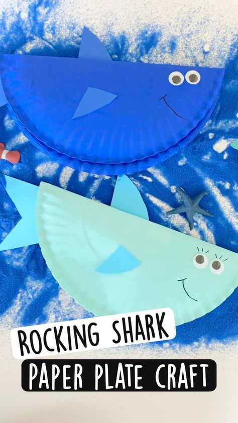 Rocking Shark | Preschool art activities, Preschool crafts, Ocean crafts Under The Sea Projects For Preschoolers, Camping Crafts For One Year Olds, Water Week Crafts, Craft Ideas For First Graders, Preschool Crafts Ocean, Pre K Crafts Summer, Summer Activities For Preschoolers Daycare, Toddler Shark Craft, Ocean Crafts For Kids Sea Theme