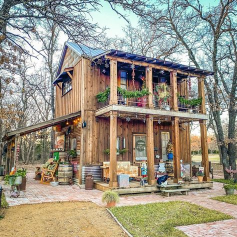 Couple Turned Home Depot Tuff Shed Into An Amazing Two-Story Tiny Home That Looks Like a Log Cabin | Home Design, Garden & Architecture Blog Magazine Shed Turned Tiny House, Tuff Shed House, Rustic Tiny House Cabin, Home Depot Shed House, Tuff Sheds, Home Depot Tiny House, Sheds Turned Into Homes, Small Rustic House, Home Depot Shed