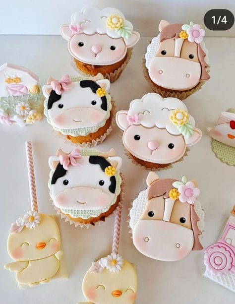 Barn Birthday Party, Farm Animal Cakes, Cupcake Cake Designs, Dessert Photography, Farm Animal Birthday, Sugar Cookie Designs, Fondant Cookies, Cowgirl Birthday, Cupcake Designs