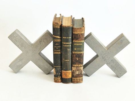 Unique Bookends, Gift For Architect, Agate Bookends, Gray Concrete, Letter X, Concrete Texture, Black Pigment, Letter Gifts, Air Plant Holder