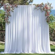 White Curtain Backdrop, Fabric Draping Wedding, Drapes Wedding, Ceremony Backdrop Indoor, Strawberry Background, Backdrop For Birthday Party, Draping Wedding, Backdrop For Birthday, Curtain Backdrop