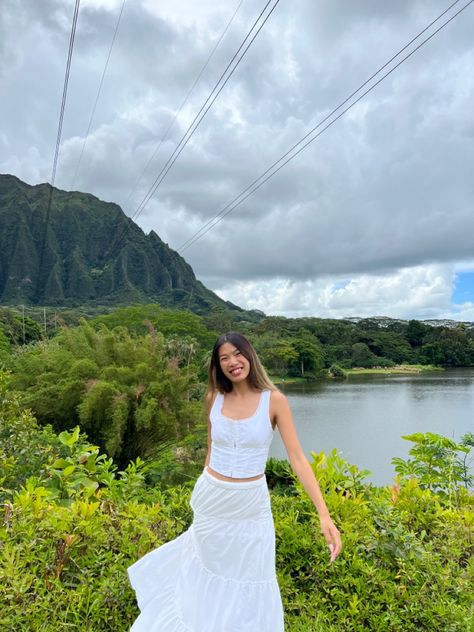 ho'omaluhia botanical garden Botanical Garden Outfit, White Maxi Skirt Outfit, Hawaii Outfit, Garden Outfit, Maxi Skirt Outfit, White Maxi Skirt, Hawaii Outfits, White Maxi Skirts, Maxi Skirt Outfits