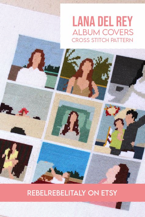 Album Cover Cross Stitch, Lana Del Rey Cross Stitch, Lana Del Rey Albums, Tapestry Crochet Patterns, Cross Stitch Bookmarks, Lana Del Ray, Tapestry Crochet, Lana Del Rey, Cross Stitch Pattern