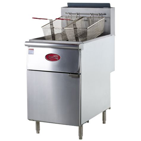 Commercial Gas Fryer!  A commercial gas deep fryer is perfect for any high-volume diner, cafeteria, or quick service restaurant. Floor fryers are designed for more heavy-duty use than smaller countertop models. Fish Fryer, Commercial Deep Fryer, Crispy Food, Log Home Interior, Deep Fryers, Restaurant Supply Store, Quick Service Restaurant, Online Restaurant, Snack Shop