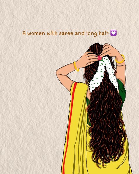 A Women with saree and long hair💟 . . Art by @o_adapilla Follow for more🫶 . . #love #aesthetic #girlthings #longhair #illustration #india #explore #o_adapilla #instagram #artwork #quotes #artoftheday Saree Quotes For Instagram, Long Hair Art, Long Hair Quotes, Goddess Illustration, Girls Animation, Saree Quotes, Artwork Quotes, Beach Captions, Kids Handicraft