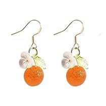 Fruit Beads, Orange Jewelry, Orange Bows, Fruit Jewelry, Acrylic Gems, Glass Drop Earrings, Small White Flowers, Orange Earrings, Handmade Earrings Beaded