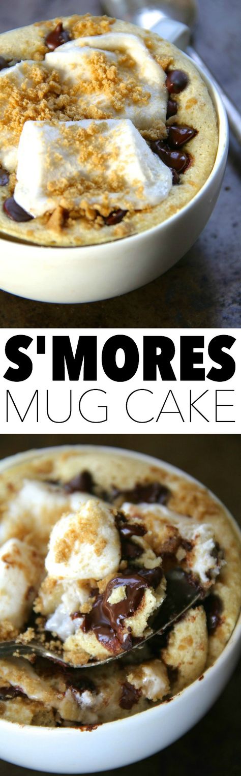 S'mores Mug Cake Smores Mug Cake Microwave, Smores Mug Cake, Smore Treats, Cup Desserts, Single Serve Snacks, Cup Recipes, Microwave Recipe, Microwave Dessert, Cake Mug