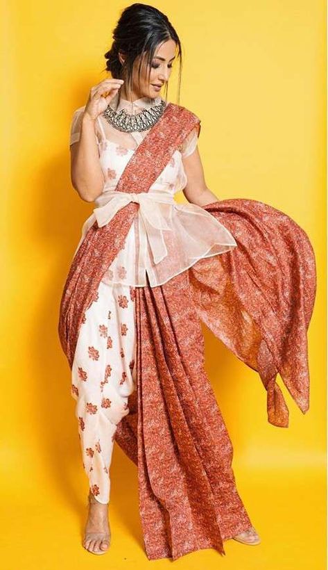 Sari Ideas, Dhoti Saree, Saree Wearing Styles, Indian Outfits Lehenga, Hina Khan, Eid Outfit, Draping Fashion, Ladies Blouse Designs, Designer Saree Blouse Patterns