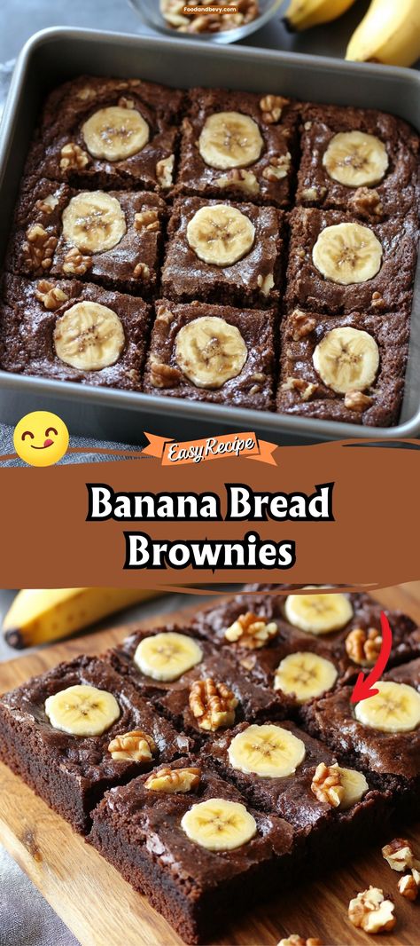 Experience the best of both worlds with Tasty Banana Bread Brownies, where the moist texture of banana bread meets the chocolatey richness of brownies. This hybrid dessert is a delightful treat for anyone who loves banana flavor with a chocolate twist. #BananaBreadBrownies #DessertHybrid #SweetTreats Frozen Banana Recipes Baking, Dessert Recipes With Bananas, Brownie Bread Loaf, Recipes With Over Ripe Bananas, Recipes With Old Bananas, Best Birthday Desserts, Banana Recipes No Bake, Brownie Loaf, Ripe Banana Recipes