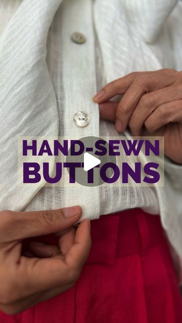 Geraldine Kok-Berman on Instagram: "The fastest way to hand sew a button and shank to my garments.
There were 13 buttons on this blouse and I sewed all of them in 15 minutes. Don’t ask me how to sew buttons on the machine, because I’ve never tried and don’t want to. 

Both the blouse and the pair of trousers were #selfdrafted 
#geriinstitches #sewwithgeri #sewing #sewingtutorial #sewingtips" Sewing On A Button By Hand, Sewing On A Button, How To Sew Buttons, How To Sew A Button, Hand Sewing Hacks, Button Stitch, Sew Button, Sew A Button, Crafts Sewing Projects