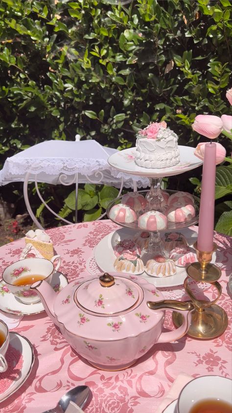 Pink tea party, high tea, romantic, angelcore, dollcore, balletcore, parisian, pink, dollete, coquette, pink bows, cupcakes, tulips, vintage Pink Tea Party, Vintage Tea Parties, Fairy Tea Parties, Princess Tea Party, Picnic Birthday, Pink Birthday Party, Pink Tea, Tea Party Garden, Tea Party Birthday