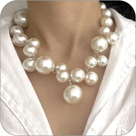 Amazon.com: Pearl Necklace for Women Chunky Pearl Necklace Big Pearl Necklace Exaggerated Large Pearl Necklace Statement Pearl Choker Necklace Wedding Jewelry Gifts for Party: Clothing, Shoes & Jewelry Choker Necklace Wedding, Big Pearl Necklace, Statement Necklace Wedding, Large Pearl Necklace, Chunky Pearl Necklace, Jewelry Valentines Day, Dark Elegance, Necklace Big, Big Pearl