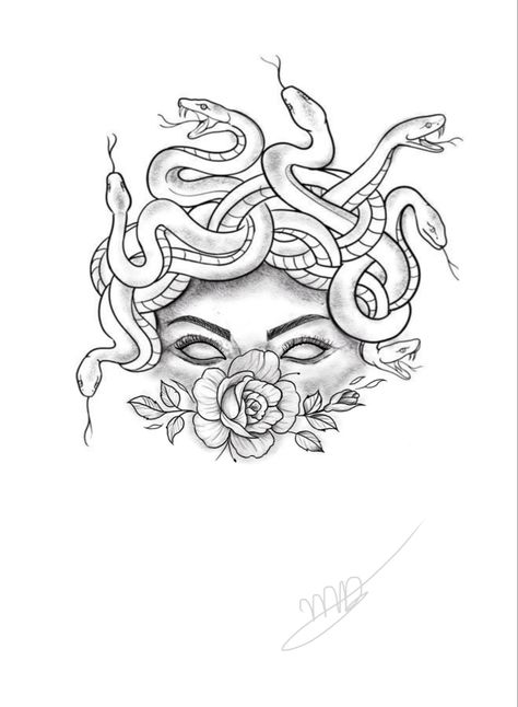 Black And White Medusa Tattoo, Medusa Mirror Tattoo, Medusa Throat Tattoo, Medusa Tattoo Ideas For Women, Medusa Tattoo Design For Women, Simple Medusa Tattoo, Small Medusa Tattoo, Procreate Tattoo Design, Medusa Tattoo Stencil