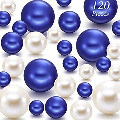 120 Pieces Pearl for Vase Filler Valentine Ornaments Pearls Bead for Vase Makeup Beads for Brushes Holder Assorted Round Faux Pearl for Home Wedding Decor, 14/ 20/ 30mm (Creamy White, Sapphire Blue): Amazon.co.uk: Kitchen & Home