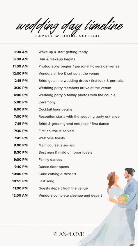 Wedding Year Timeline, Wedding To Do List Timeline, Wedding Day Agenda, Wedding Party Schedule, Itenery For Wedding, Bride Timeline Wedding Day, Getting Ready Timeline Wedding Day, October Wedding Timeline, Wedding Planning Timeline 2 Year