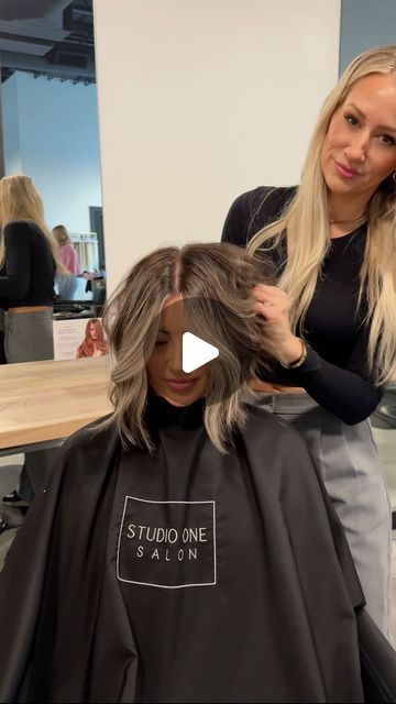 Kathy Nunez on Instagram: "Makeover for miss Kilee using @redken 💖 (not shown, seq 5NA on all subsections by @hairbylexijoy ) #livedincolor #blondespecialist #tricitieswa #redkenobsessed #redkenshadeseq #rootyblonde #redkenpartner" Fringe Hair Color Ideas, How To Balayage Short Hair, Reverse Balayage Blonde To Brown Short, Brunette Goes Blonde, Free Hand Balayage, Face Framing Highlights Placement, Blond Roots Dark Ends, Light Brown Root Smudge, Edgy Hair With Bangs