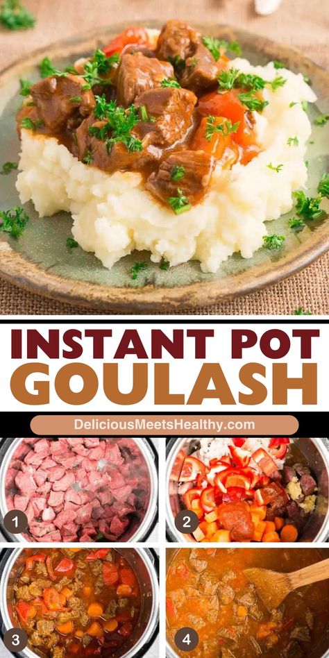 This Instant Pot Goulash recipe is perfect for busy families. Simple, flavorful, and ready fast! A must-try for an easy weeknight dinner that everyone will love. Instant Pot Goulash Recipe, Instant Pot Goulash, Easy Goulash, Flexitarian Recipes, Goulash Recipe, Beef Goulash, Fancy Dinner Recipes, Goulash Recipes, Hearty Meal